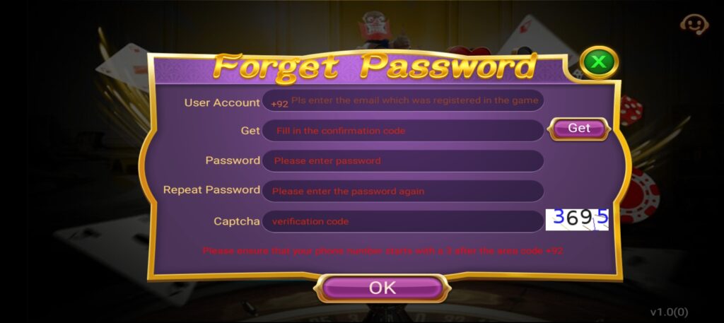 3Card Gowin Game Forgot Password