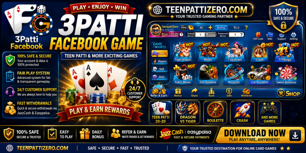 3Patti Facebook Game banner featuring Teen Patti games and TeenPattiZero.com