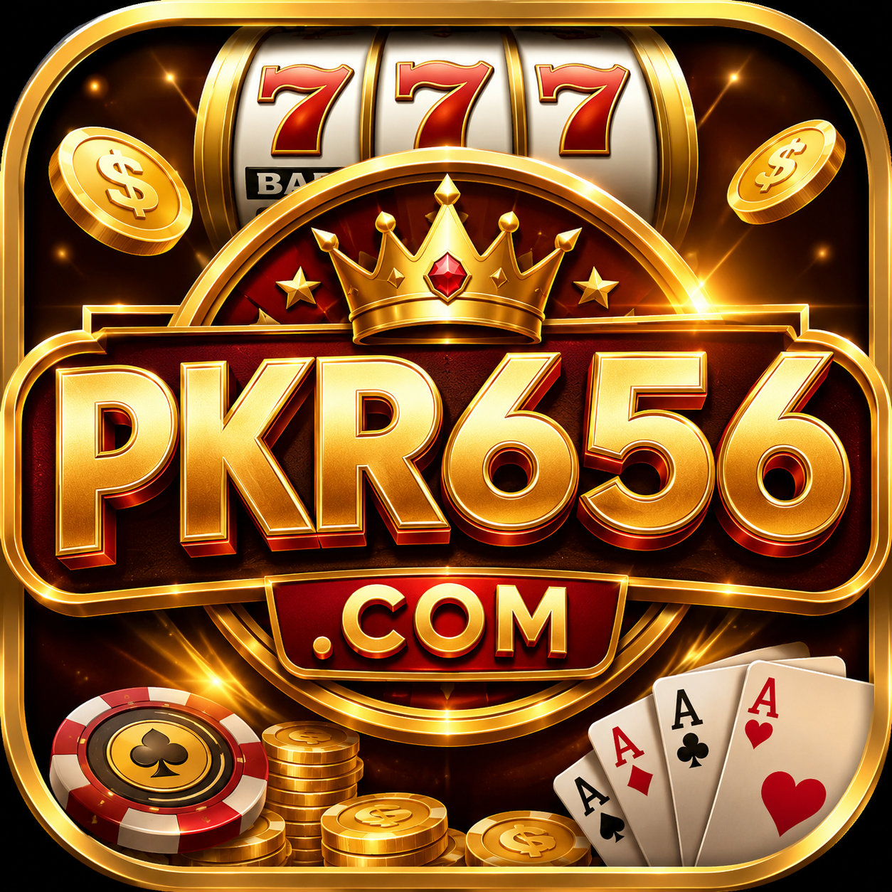 PKR656 Game logo with golden casino design and slot machine