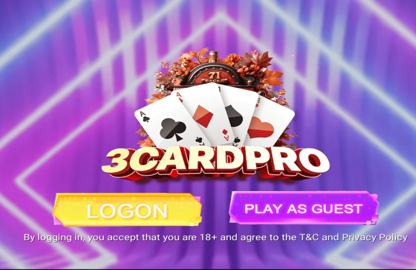 3Card Pro Game Login Screen