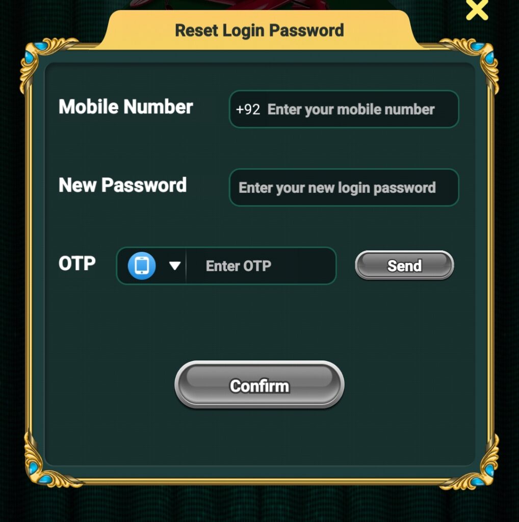 Lucky PK 777 Forgot Password