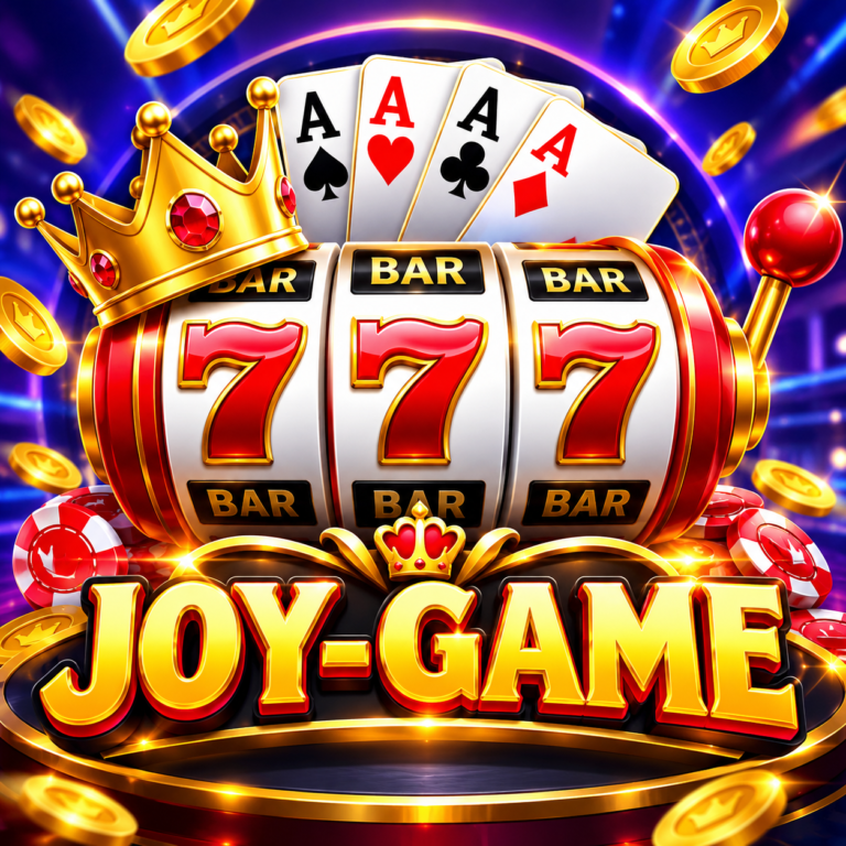 Joy Game slot machine with red 7s, playing cards, crown and gold coins